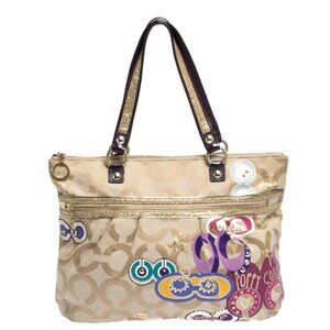 Coach Poppy Glam Applique Shoulder Bag Handbag Purse